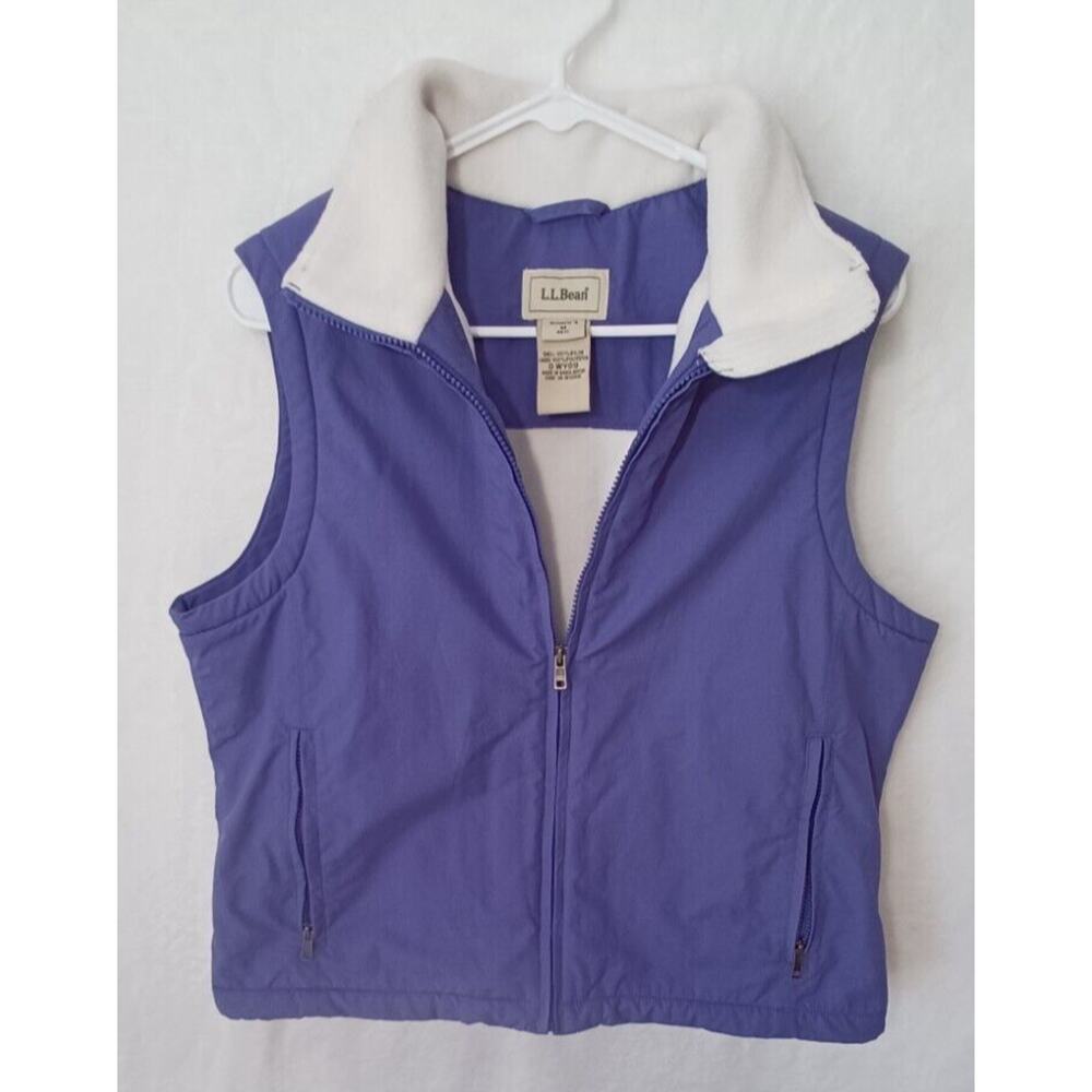 LL Bean Fleece Lined Full Zip Vest Purple Outdoor Women’s M Medium EUC